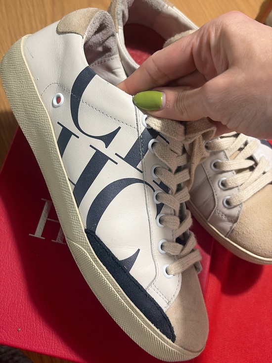 Carolina Herrera Shoes - Carolina Herrera White and Beige Logo Low-Top Sneakers